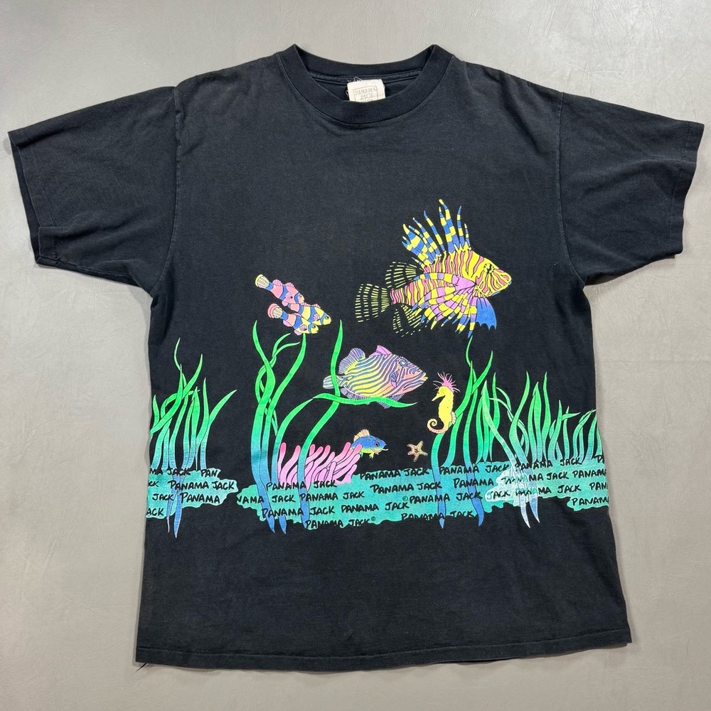 Vintage Panama Jack Fish AOP T Shirt USA Single Stitch 23x29